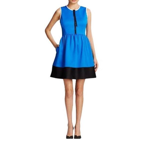 Kate Spade Color Block Blue Black White Scuba Dress Women’s Size 4 - Picture 1 of 8